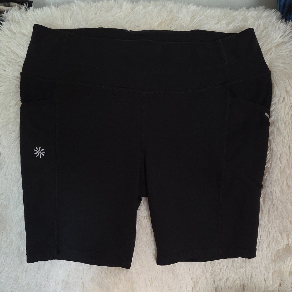 Athleta Black Bike Shorts with Side Pockets